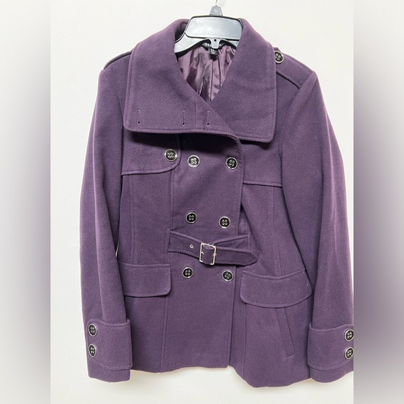 George Other - GEORGE GIRLS DEEP PURPLE PEA COAT SIZE LARGE  (12-14)